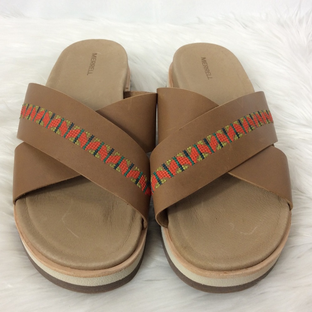 Merrell Juno leather slide sandals - Tan color